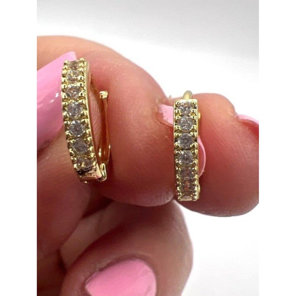 Gold-Tone Over Stainless Steel Pavé Hoop Earrings - Women Jewelry